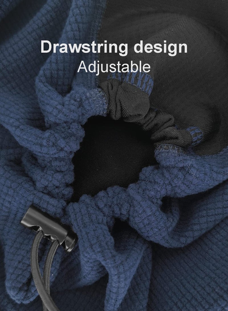 Thick Plaid Fleece Neck Gaiter with Drawstring - Breathable Windproof Face Mask for Men & Women - Image 4