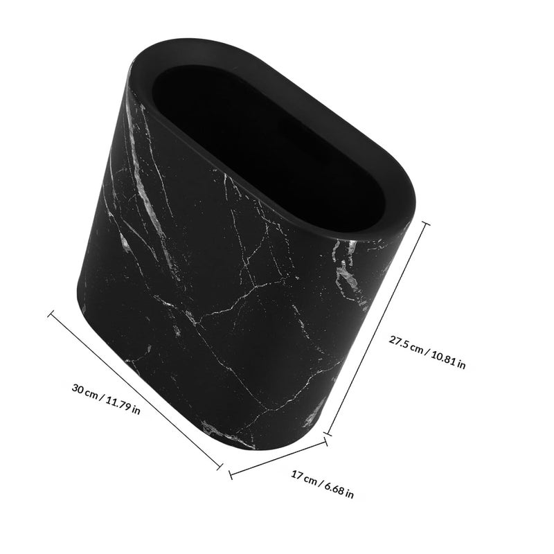 Advanced minimal build Garneck Marble Waste Bin for Home and Office, Narrow Gap Trash Can with Lid, Black Sturdy Plastic Bathroom and Kitchen Garbage Basket, 1pcs Low maintenance - Image 2
