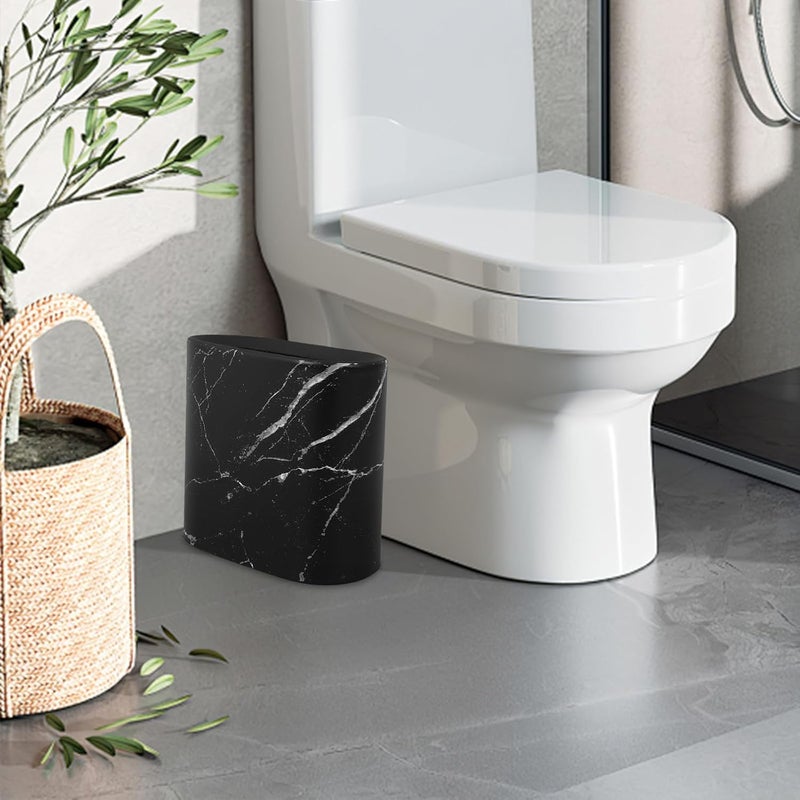 Advanced minimal build Garneck Marble Waste Bin for Home and Office, Narrow Gap Trash Can with Lid, Black Sturdy Plastic Bathroom and Kitchen Garbage Basket, 1pcs Low maintenance - Image 4