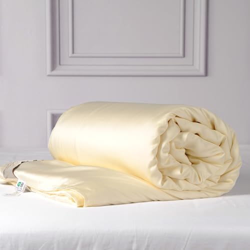 CUDDLE DREAMS Silk Comforter with Tencel™ Lyocell Cover, Natural, Breathable, Cooling, Midweight for All-Season (Butter Ivory, King) - Image 1
