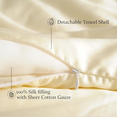 CUDDLE DREAMS Silk Comforter with Tencel™ Lyocell Cover, Natural, Breathable, Cooling, Midweight for All-Season (Butter Ivory, King) - Image 4