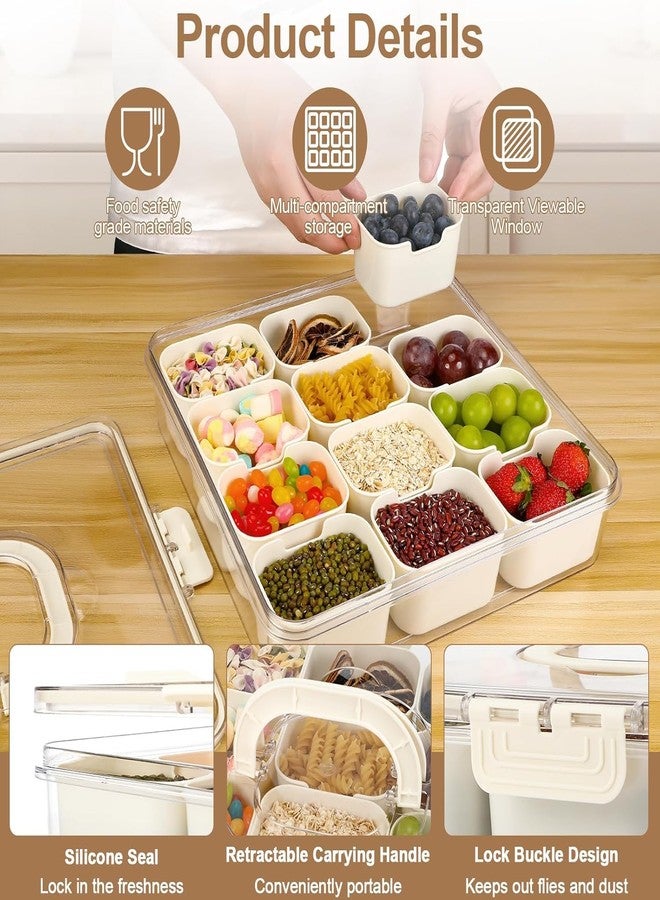 MAPPLE CREATION Lunch Box 12 Compartment Storage Box Airtight Fridge Storage Container Space Saving Organizer for Fresh Fruits Dry Fruits Snacks and Ingredients Easy to Carry Handle (12 Compartment) - Image 3