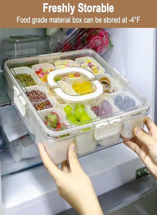MAPPLE CREATION Lunch Box 12 Compartment Storage Box Airtight Fridge Storage Container Space Saving Organizer for Fresh Fruits Dry Fruits Snacks and Ingredients Easy to Carry Handle (12 Compartment) - Image 4
