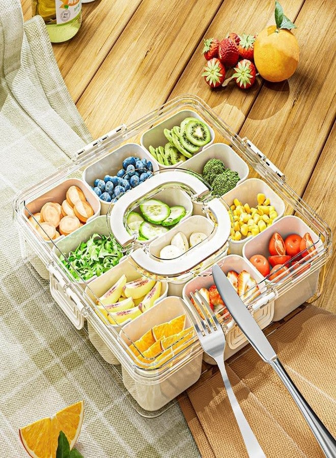 MAPPLE CREATION Lunch Box 12 Compartment Storage Box Airtight Fridge Storage Container Space Saving Organizer for Fresh Fruits Dry Fruits Snacks and Ingredients Easy to Carry Handle (12 Compartment) - Image 1