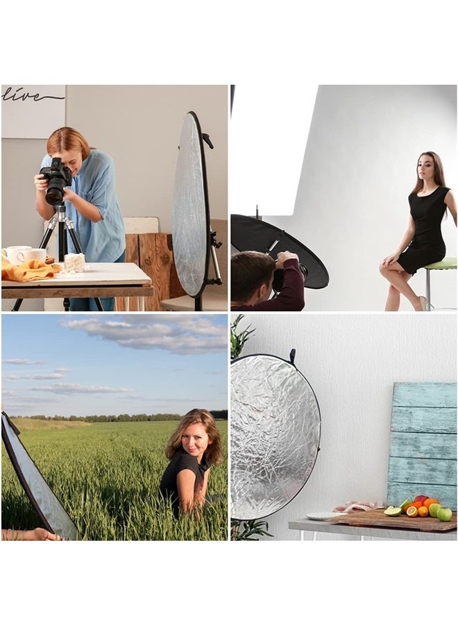 Aqirui 32inch/80cm 5 in 1 Collapsible Light Reflector Round Multi Disc with Bag-Translucent, Silver, Gold, White and Black for Photography Photo Studio Lighting and Outdoor Lighting