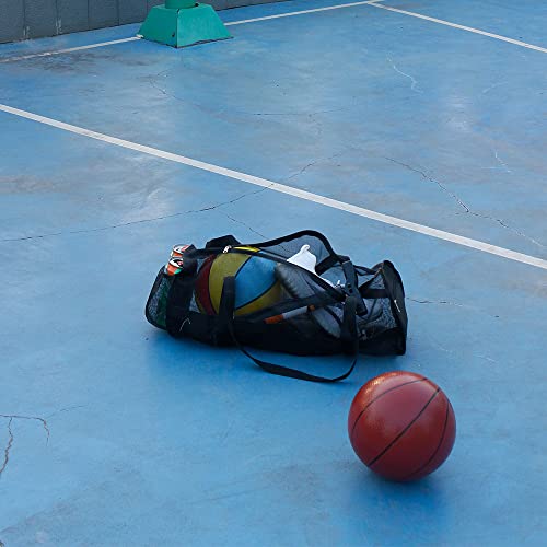 Yocoolfun Large Basket Ball Duffel Bag,Mesh Basketball Bag,Mesh Sports Equipment Bag with Shoulder Strap for Holding Basketball,Volleyball,Soccer,Swimming Gear - Image 4