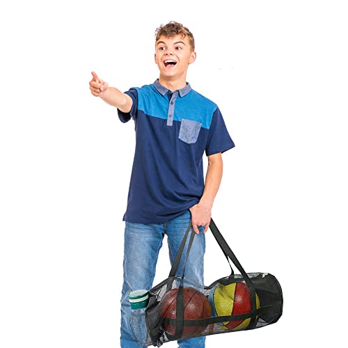 Yocoolfun Large Basket Ball Duffel Bag,Mesh Basketball Bag,Mesh Sports Equipment Bag with Shoulder Strap for Holding Basketball,Volleyball,Soccer,Swimming Gear - Image 3