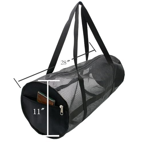 Yocoolfun Large Basket Ball Duffel Bag,Mesh Basketball Bag,Mesh Sports Equipment Bag with Shoulder Strap for Holding Basketball,Volleyball,Soccer,Swimming Gear - Image 2
