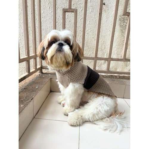 Lulala Dog Sweater for Small Dogs Winter Warm | Knitted Pet Sweater for Shih Tzu, Pomeranian, Puppy | Soft Cozy Dog for Cold Weather – Brown & Beige Striped Design - Image 5