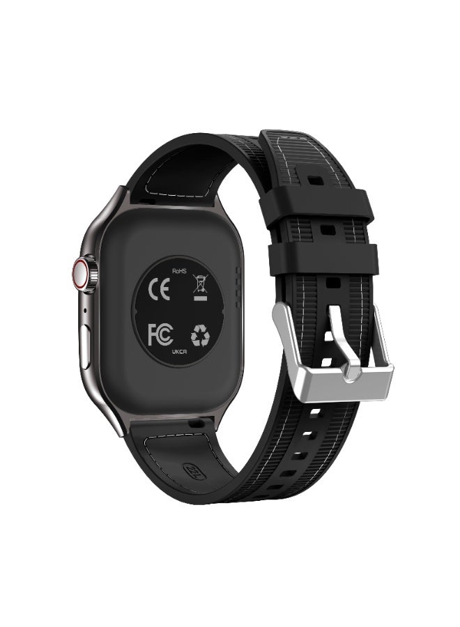 2.01-Inch Ultra-Thin Smartwatch with Call & Text Alerts Music Control, Fitness Tracker, Pedometer, Sedentary Reminder, Compatible with Android & for iPhone, Full Touch Curved Screen, Alloy Case (Black) - Image 2