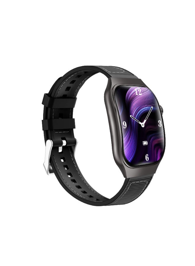 2.01-Inch Ultra-Thin Smartwatch with Call & Text Alerts Music Control, Fitness Tracker, Pedometer, Sedentary Reminder, Compatible with Android & for iPhone, Full Touch Curved Screen, Alloy Case (Black) - Image 1