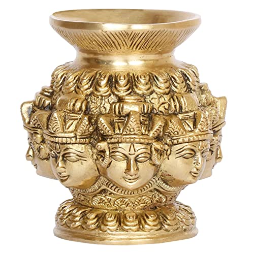 Kartique Brass Ashtalakshmi Kalash Lota with 8 Laxmi Head Gold Color - Image 3