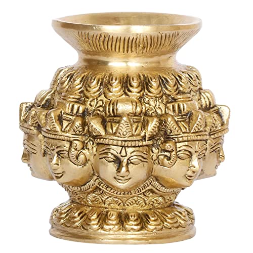 Kartique Brass Ashtalakshmi Kalash Lota with 8 Laxmi Head Gold Color - Image 1