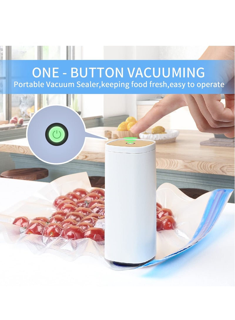 SYOSI Handheld Vacuum Sealer, Portable Automatic Vacuum Pump for Food, Vacuum Sealer with 20Pcs Reusable Food Vacuum Storage Bags for Food Storage and Preservation, Vacuum Storage Fruits and Vegetables - Image 2