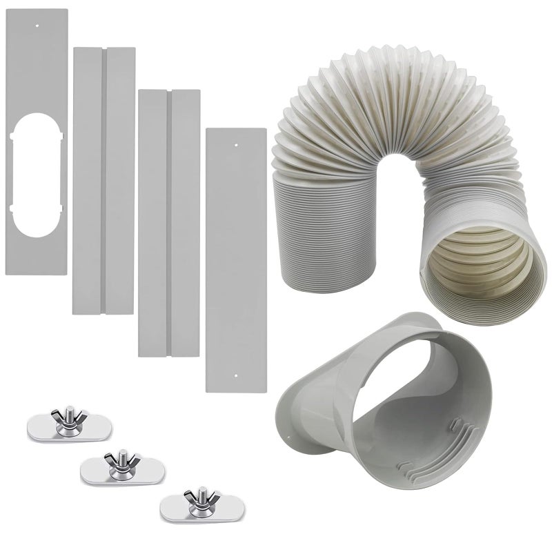 MQIDLFE Portable Air Conditioner Window Vent Kit with 51 Exhaust Hose 6 Piece Window Seal for Portable Air Conditioner AC Unit Universal for Sliding Horizontal or Vertical Windows