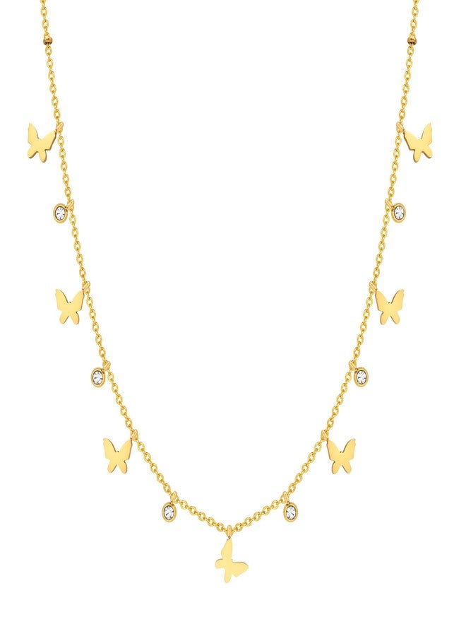Amaal Anti Tarnish Gold Plated Butterfly Necklace for Woman | Aesthetic Minimalist Stainless Steel Chain Jewellery for Women Girls | Stylish Charm Pendant | Fashion Chains for Women Jewelry -177 - Image 1