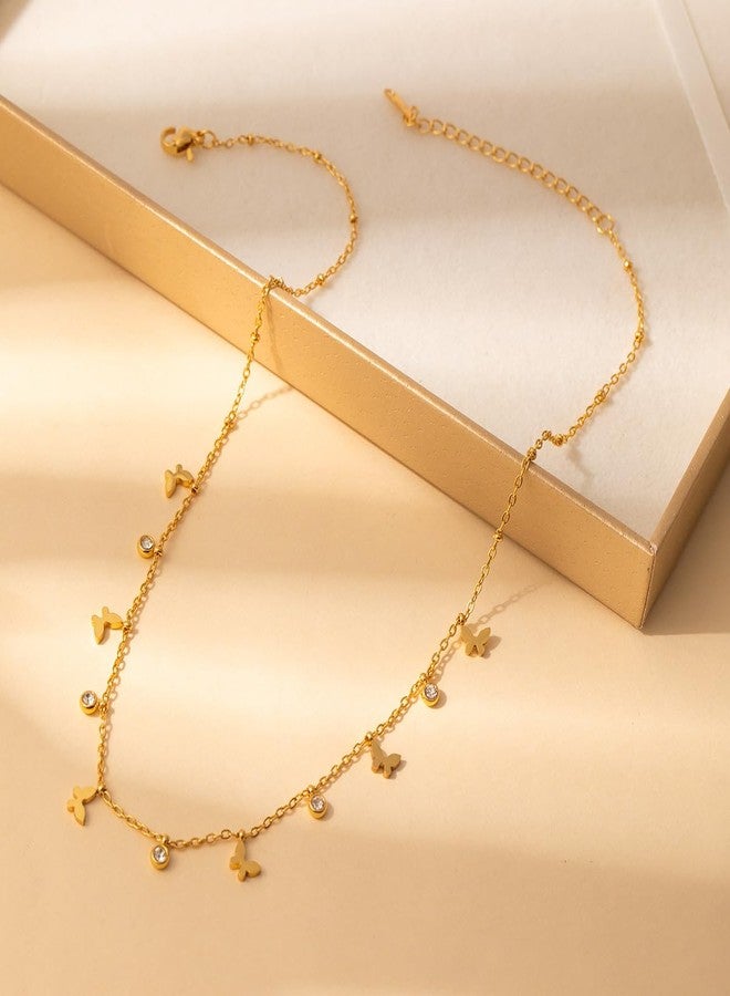 Amaal Anti Tarnish Gold Plated Butterfly Necklace for Woman | Aesthetic Minimalist Stainless Steel Chain Jewellery for Women Girls | Stylish Charm Pendant | Fashion Chains for Women Jewelry -177 - Image 5