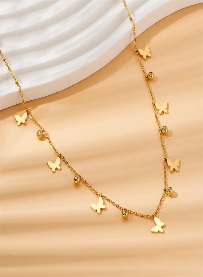 Amaal Anti Tarnish Gold Plated Butterfly Necklace for Woman | Aesthetic Minimalist Stainless Steel Chain Jewellery for Women Girls | Stylish Charm Pendant | Fashion Chains for Women Jewelry -177 - Image 4