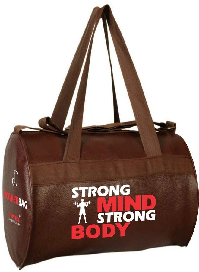 Jupiter GBL-BR Power Bag Leatherette Gym Bag - L Brown