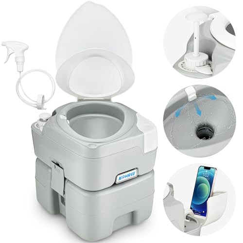 Kohree Camping Toilet Portable 5.3 Gal: 20L Porta Potty for Adults with Diagonal Elongated Bowl Seat - Handle Flush Pump Leak-Proof Cassette Toilet for RV Trailer Trucker Boat Marine Home Use - Image 1