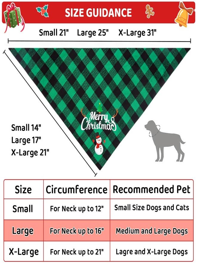 Vivifying Christmas Dog Bandanas, 2 Pack Classic Plaid Triangle Pet Scarf with Santa and Snowman Print, Holiday Pet Christmas Costume for Small Medium Large Dogs (Green&Red) - Image 4