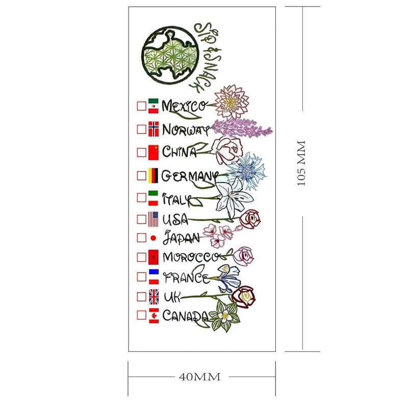 ESLINOP Pack of 8 Drinking Around the World Epcot Tattoo, Drinking Around the World Passport Temporary Tattoo, Epcot World Showcase Flower and Garden Drinking Passport Temporary Tattoo Flower & Garden Edition - Image 3