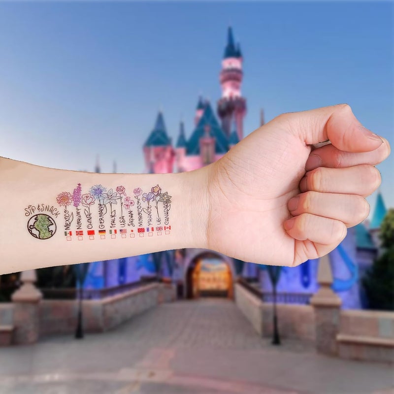ESLINOP Pack of 8 Drinking Around the World Epcot Tattoo, Drinking Around the World Passport Temporary Tattoo, Epcot World Showcase Flower and Garden Drinking Passport Temporary Tattoo Flower & Garden Edition - Image 4