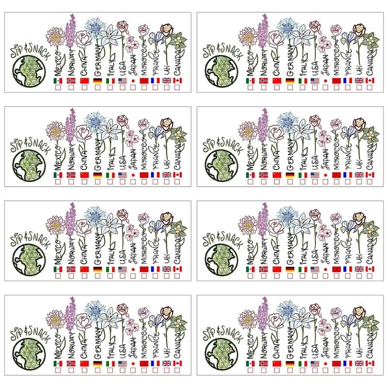 ESLINOP Pack of 8 Drinking Around the World Epcot Tattoo, Drinking Around the World Passport Temporary Tattoo, Epcot World Showcase Flower and Garden Drinking Passport Temporary Tattoo Flower & Garden Edition - Image 1