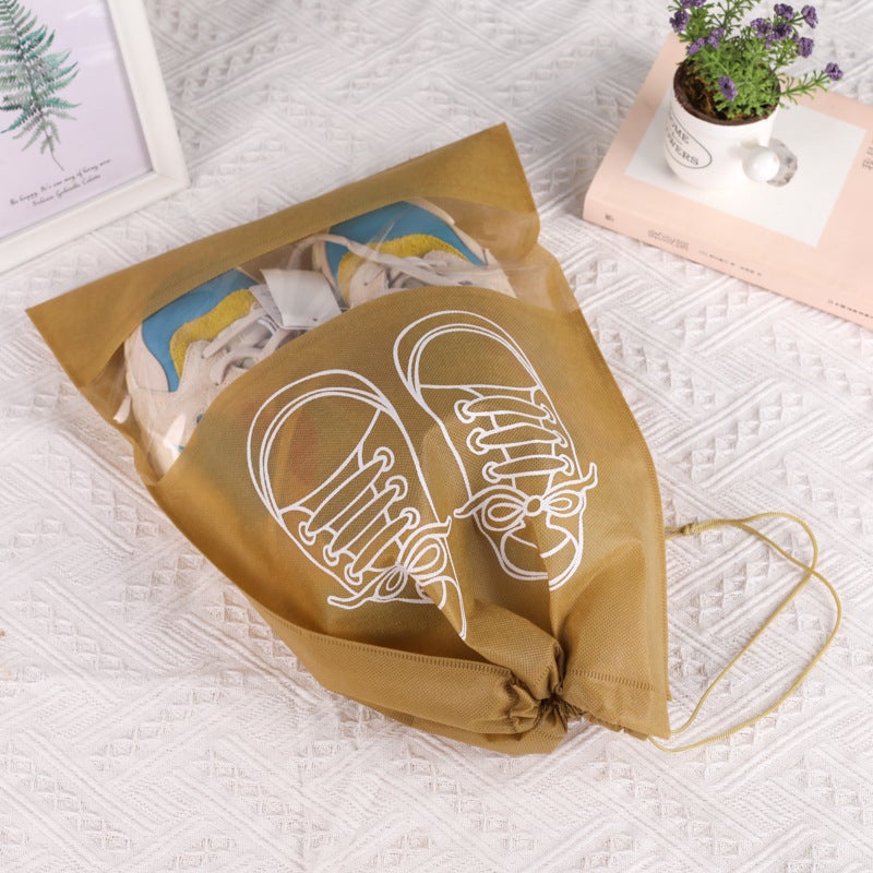 Dustproof Shoe Storage Bags Drawstring Organizer Khaki