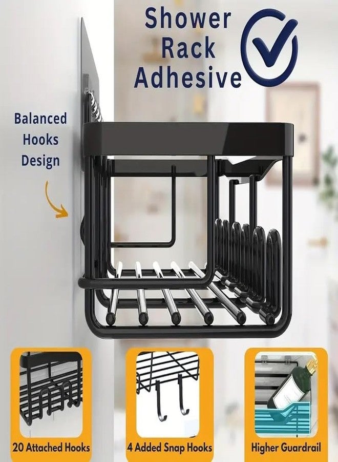 KYMIO Self Adhesive Bathroom Shelf/Bathroom Organiser Without Drill/Stainless Steel Bathroom Shelf Rack with Aluminium Railing/Kitchen Stand (Pack of 2) - Image 5
