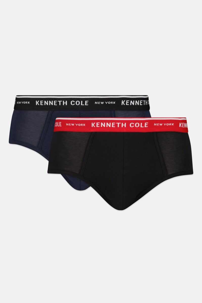 Kenneth Cole Men 2Pcs Brand Logo Briefs, Multicolor - Image 1