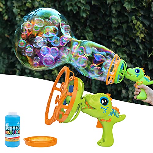 IFLOVE Bubble Gun Bubble Machine Dinosaur Bubble Blower Toy for Kids and Toddlers Bubble in Bubble Gun Party Favors Birthday Christmas Easter Gift for 3 4 5 6 7 8 9 Years Old Boys and Girls (Green) - Image 1