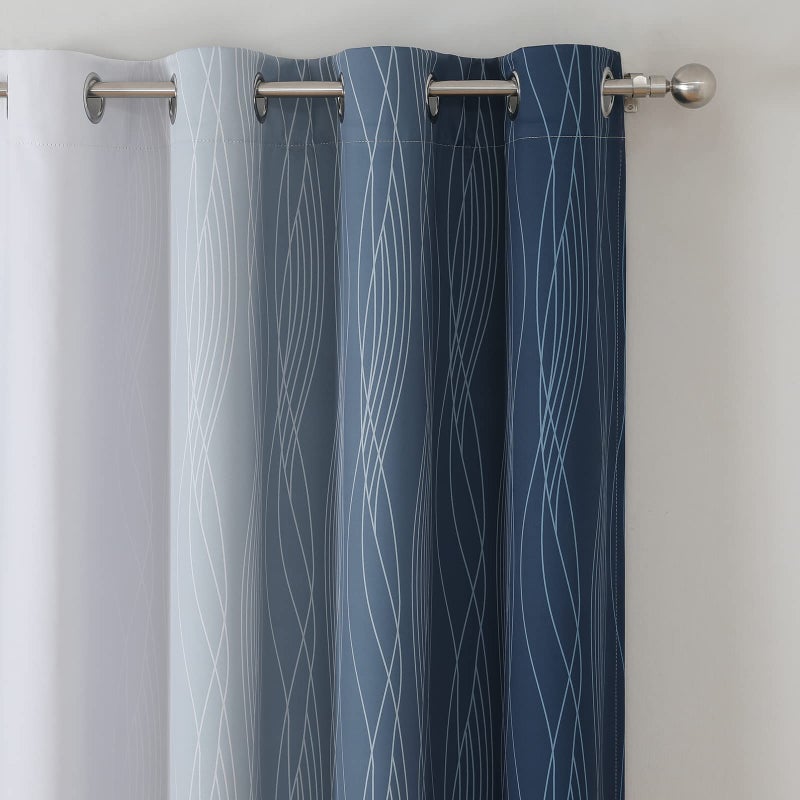 Estelar Textiler Navy Blue and Grayish White Blackout Curtains for Bedroom 72 Inches Long, Thermal Insulated Ombre Blackout Drapes, Room Darkening Energy Saving Drapes for Living Room,52Wx72L,2 Panels - Image 4