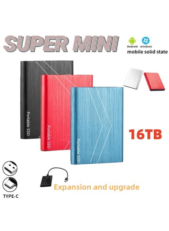 Expansion Mobile Solid-state Hard Disk Large Capacity 16T External USB3.0 External Mobile Hard Disk 1TB-Capacity:16TB-Interface:Black - Image 1