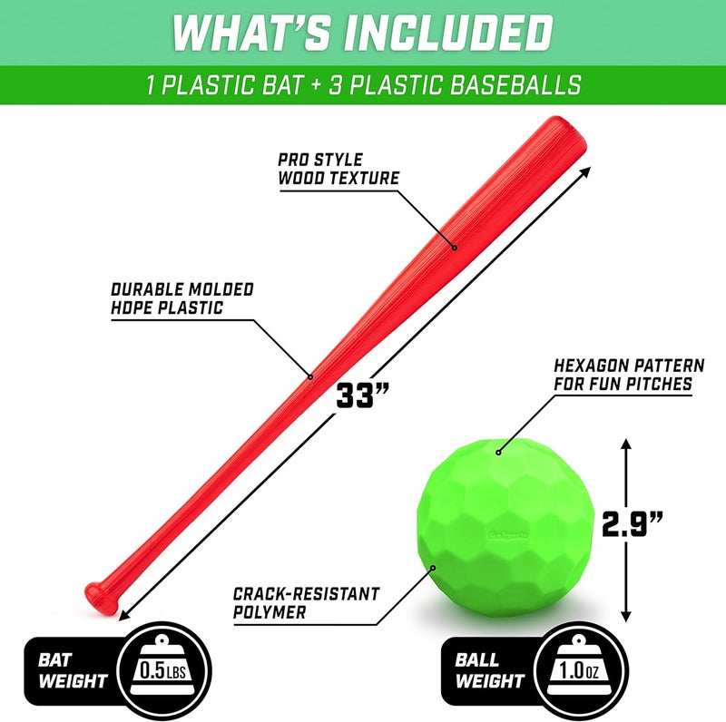 GoSports مجموعة مضرب وكرة البيسبول من GoSports LotBall للحديقة - لعبة البيسبول البلاستيكية للأطفال - Image 4