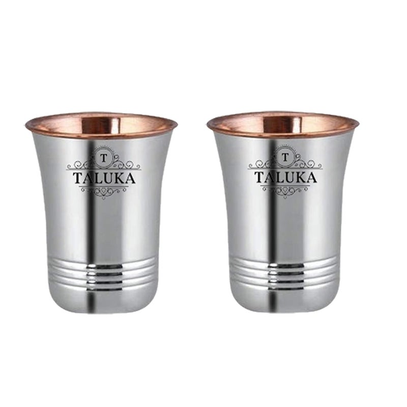 Taluka Copper Steel Designer Glasses Tumbler 300 mlEach Set of 2 SteelCopperWare Set of 2pcs 2 - Image 1