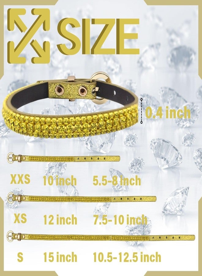 PEARLY JUN Rhinestone Dog Collars for Small Dogs Cat, S Yellow Bling Diamond Cat Collar Cute Luxury Crystal Pet Puppy - Image 5
