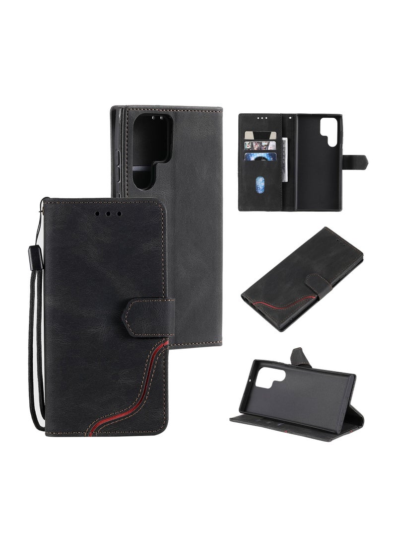 Suteni Color Block Flip Cover Card Slots Leather Phone Case for Samsung - Image 3