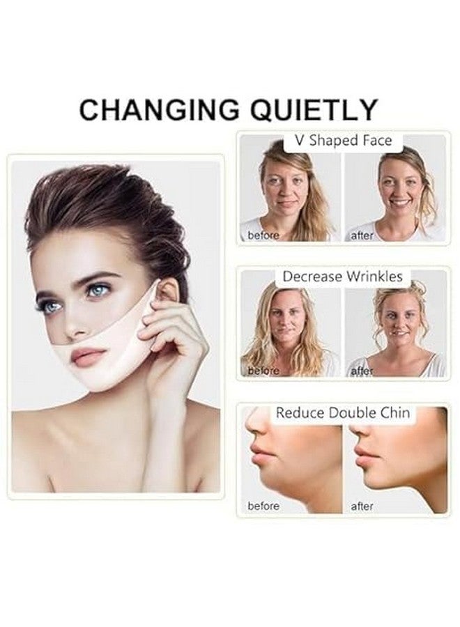 Caltero V-Shaped Slimming Mask Facial Gel Pad Adhesive Tension Intensive Face Lifting and Tightening Band Mask Sheet, Anti-Aging, Prevents Double Chin for Sagging Skin, Firming and Elasticity-2024 - Image 3