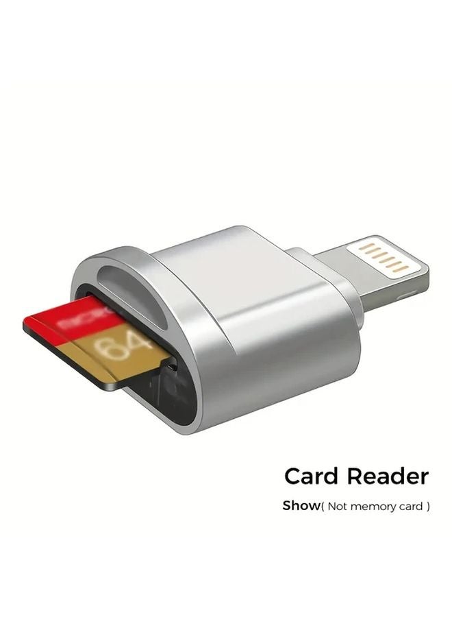 Silvery OTG Card Reader External Memory Expansion For iPhone 14 13 12 11 iPad - Image 1