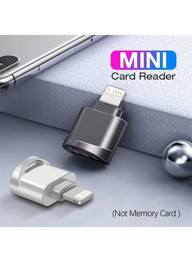 Silvery OTG Card Reader External Memory Expansion For iPhone 14 13 12 11 iPad - Image 2