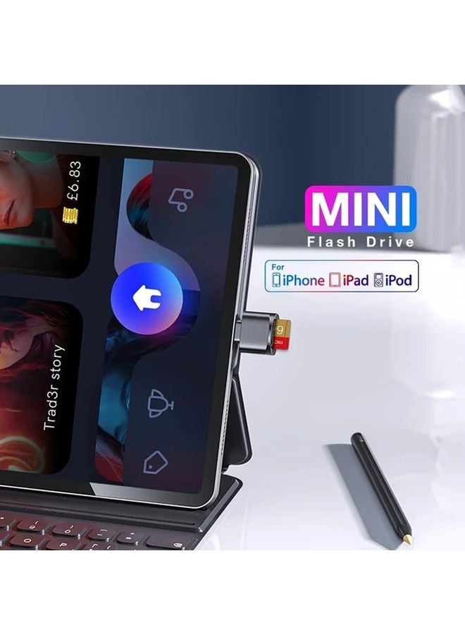 Silvery OTG Card Reader External Memory Expansion For iPhone 14 13 12 11 iPad - Image 4