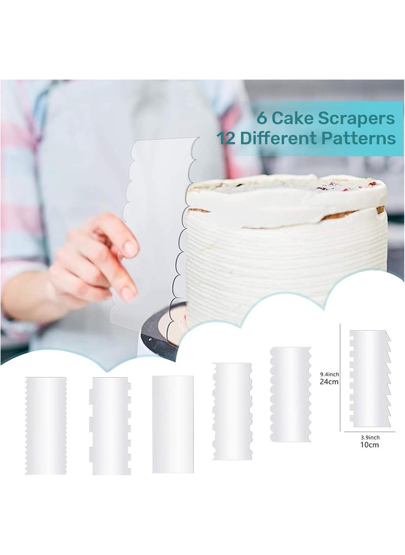 Generic - Clear Acrylic Cake Scraper 6 Pcs Buttercream Smoother Pastry Cake Decorating Comb, 9.45 Inch Cake Scraper Frosting Combs, Cream Cake Edge Tools for Cream Cakes Smooth Decoration - Image 1