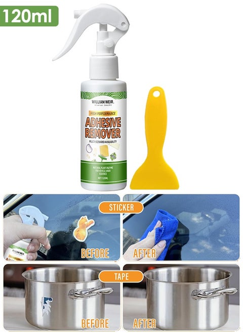 120ml Adhesive Remover Cleaner Spray for Removing Decals Stickers Tape Labels Glue Residue on Vehicles Boats RVs Brick Concrete Wall Window Furniture and More