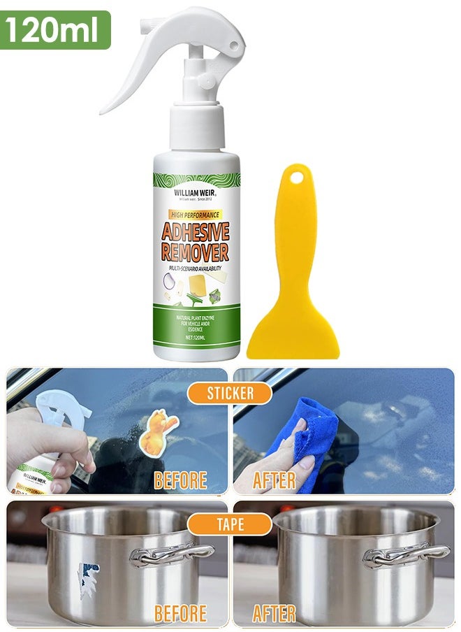 WILLIAM WEIR - 120ml Adhesive Remover Cleaner Spray for Removing Decals Stickers Tape Labels Glue Residue on Vehicles Boats RVs Brick Concrete Wall Window Furniture and More - Image 1