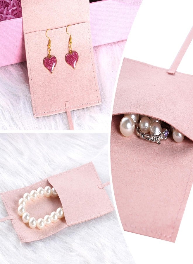 Heliltd Jewelry Pouch 12pcs Jewelry Packaging Bag Microfiber Jewelry Bags 8 * 8cm Jewelry Bags Envelope Style with Strings Jewelry Pouches Bulk for Bracelet Necklace Packaging(Pink) - Image 4