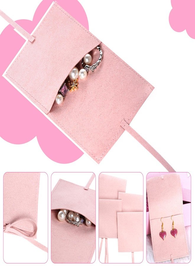 Heliltd Jewelry Pouch 12pcs Jewelry Packaging Bag Microfiber Jewelry Bags 8 * 8cm Jewelry Bags Envelope Style with Strings Jewelry Pouches Bulk for Bracelet Necklace Packaging(Pink) - Image 3