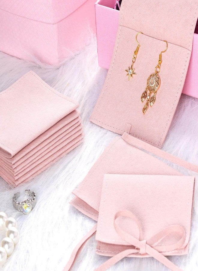 Heliltd Jewelry Pouch 12pcs Jewelry Packaging Bag Microfiber Jewelry Bags 8 * 8cm Jewelry Bags Envelope Style with Strings Jewelry Pouches Bulk for Bracelet Necklace Packaging(Pink) - Image 5