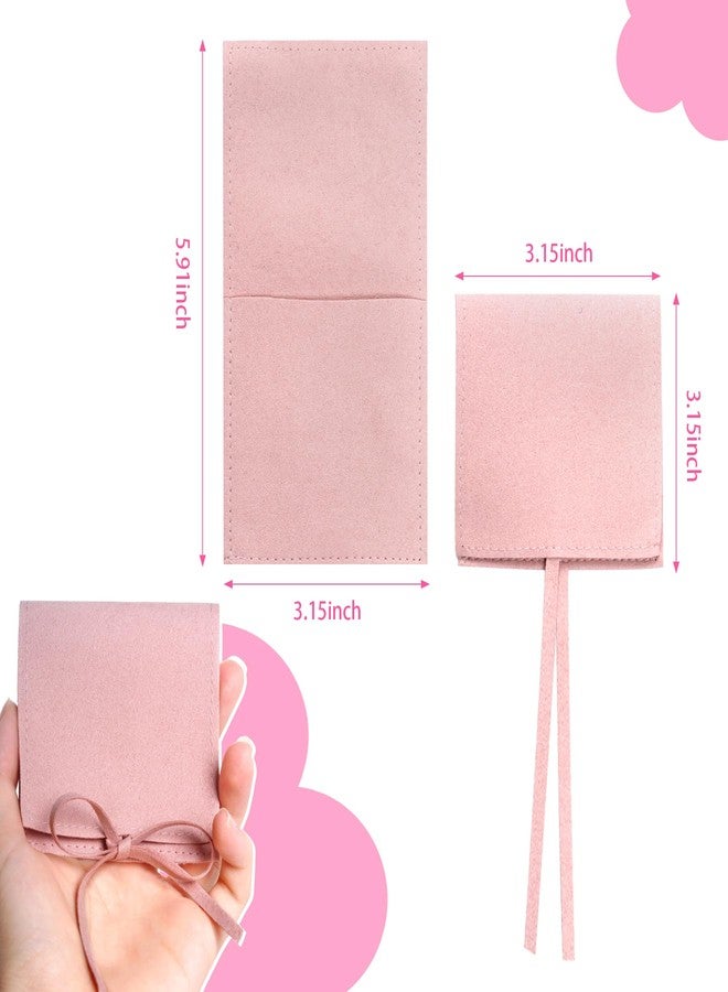 Heliltd Jewelry Pouch 12pcs Jewelry Packaging Bag Microfiber Jewelry Bags 8 * 8cm Jewelry Bags Envelope Style with Strings Jewelry Pouches Bulk for Bracelet Necklace Packaging(Pink) - Image 2