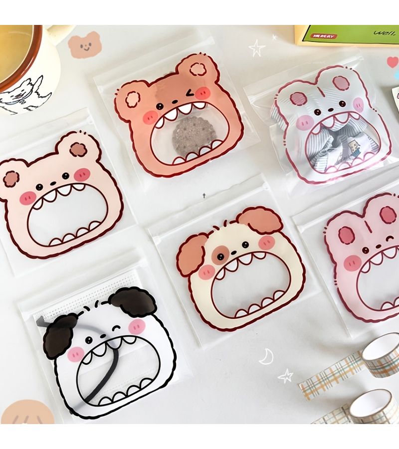 Design B Mix 20 Pack Clear Cartoon Self Sealing Zipper Bags For Candy Cookies Toys Storage - Image 1